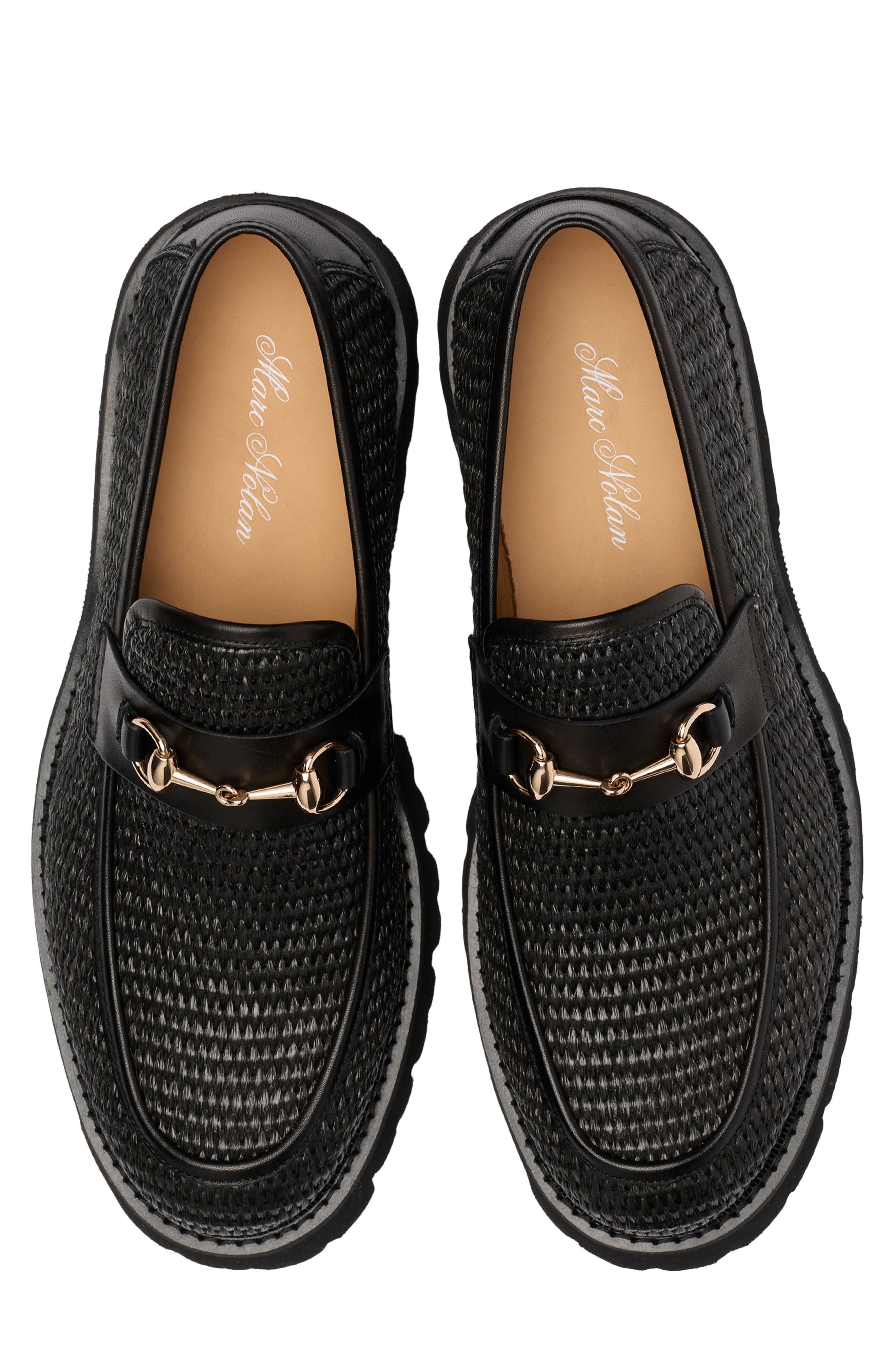 MARC NOLAN Blake Bit Loafer, Alternate, color, Black Raffia