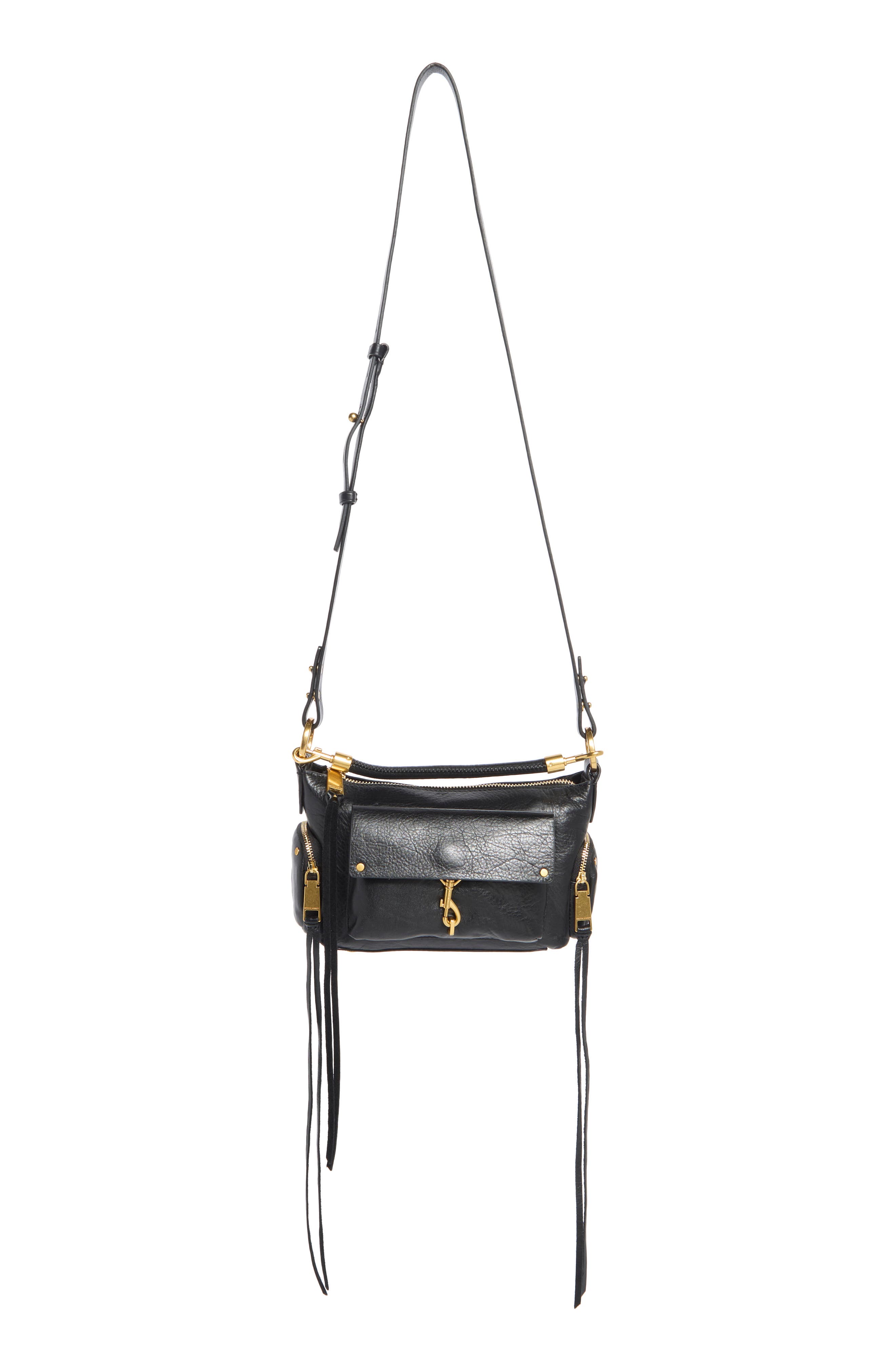 Rebecca Minkoff Mini Mab Leather Shoulder Bag, Main, color, Black