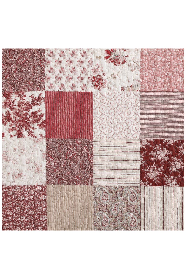 Celina Patchwork Quilt Set, Alternate, color, CRANBERRY/ BISCUIT