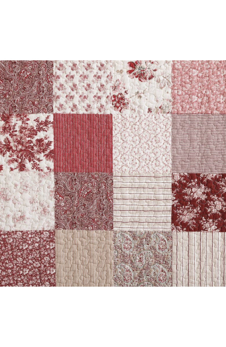 Laura Ashley Celina Patchwork Quilt Set, Alternate, color, Cranberry/ Biscuit