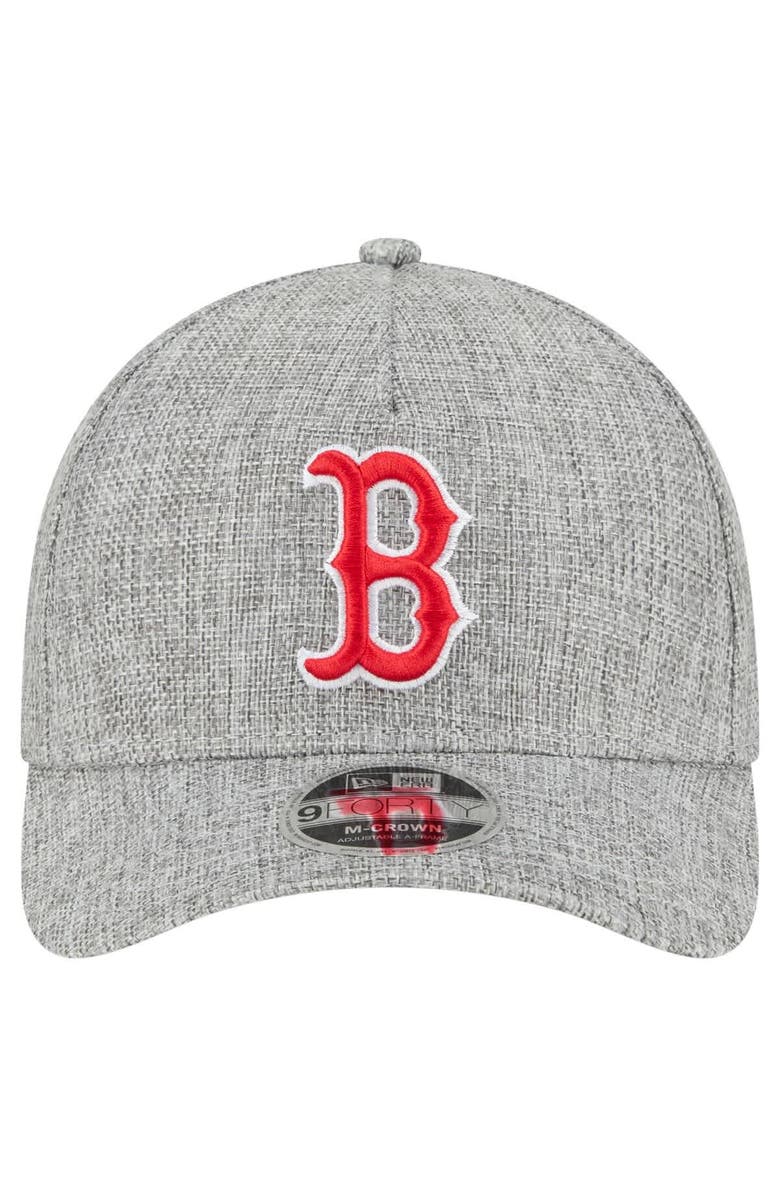 New Era Men's New Era Gray Boston Red Sox Cotton Weave M-Crown A-Frame 9FORTY Adjustable Hat, Alternate, color, 