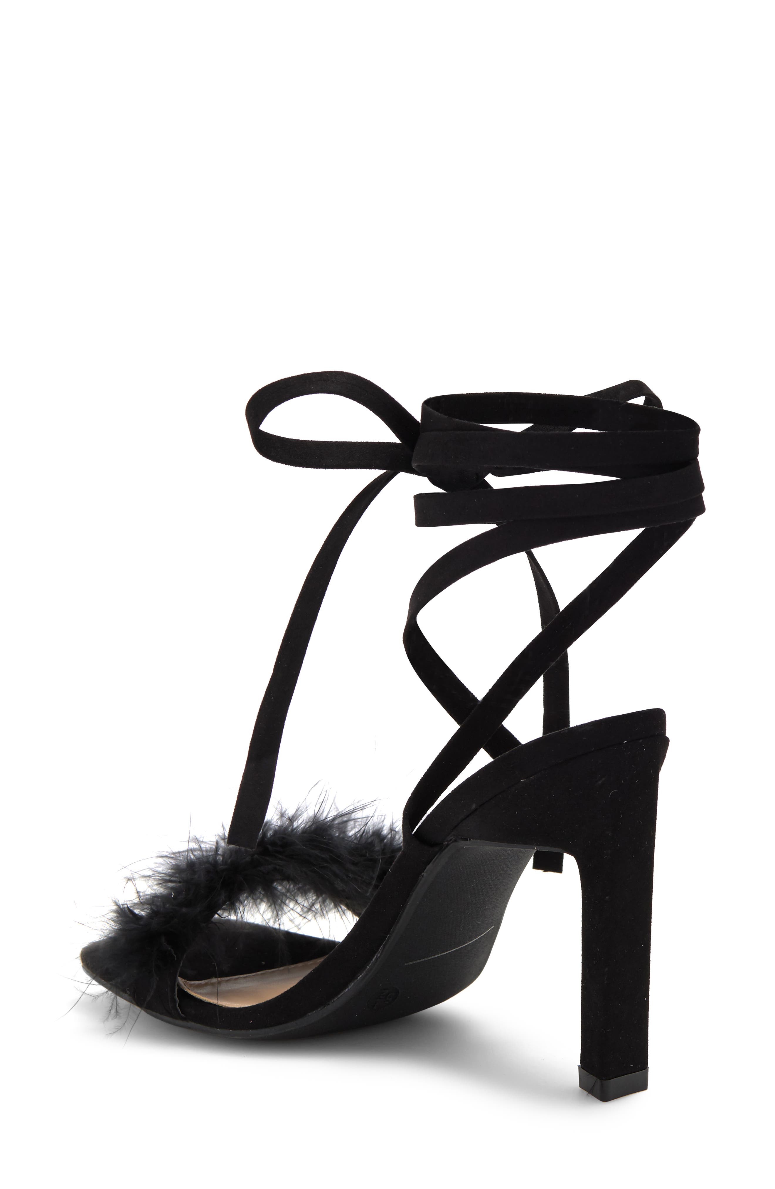 WILD DIVA LOUNGE Faux Feather Sandal, Alternate, color, 