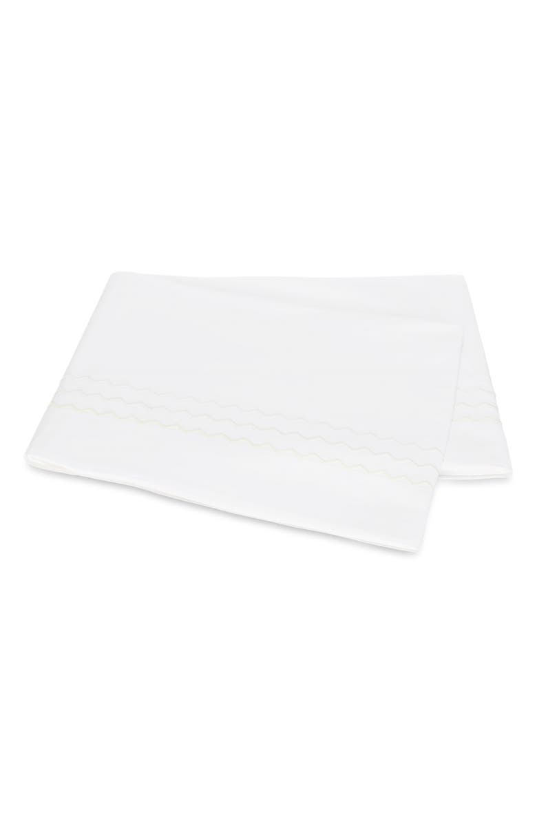 Matouk Axel Embroidered Flat Sheet, Main, color, White