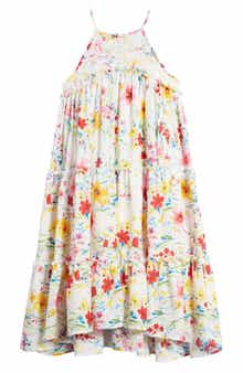 Ava & Yelly Kids' Floral Lace Bodice Trapeze Dress