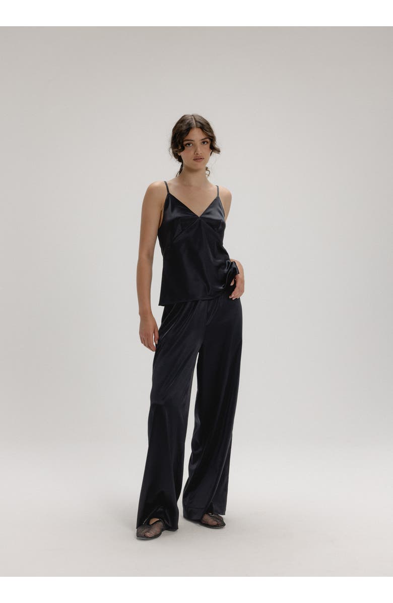 Alas Silk Wide Leg Pants, Alternate, color, Black