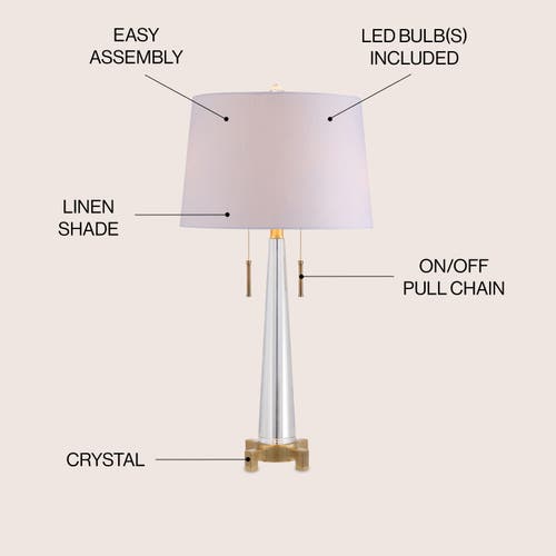 Jonathan Y Zoe 29.5" 2-light Crystal Led Table Lamp, Clear/brass Gold In Clear/brass Gold