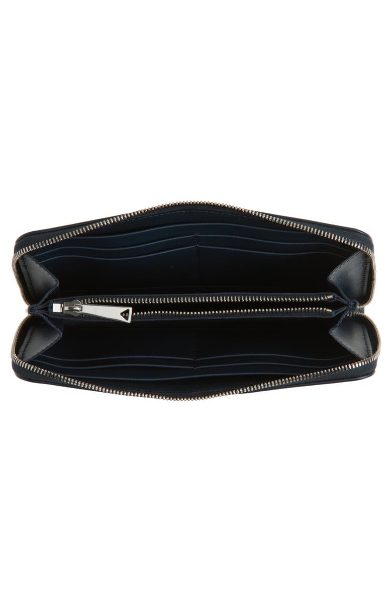 Bottega Veneta Piccolo Intrecciato Leather Zip Wallet, Alternate, color, 4035 Neptune-Silver