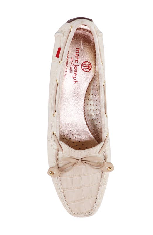 Marc Joseph New York Cypress Hill Croco Tiebow Driver Loafer, Alternate, color, Porcelain Croco