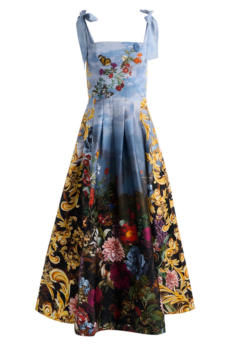 Hana Square Neck Tie Strap Dress, Alternate, color, ALPINE DAWN