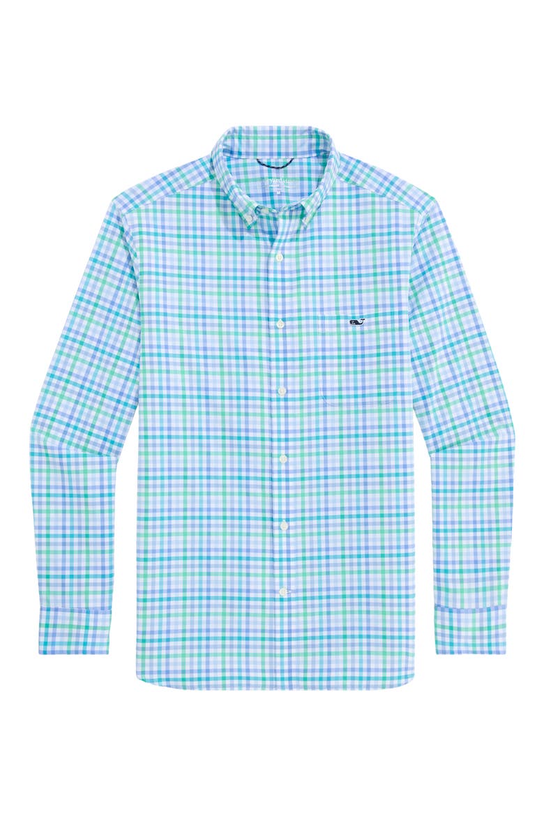 Mangrove UPF 30+ Button-Down Shirt, Main, color, TURQUOISE