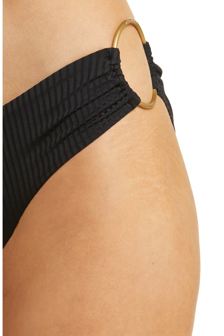 Pin Up Star Ribbed Bikini Bottoms, Alternate, color, BLACK ECORIB