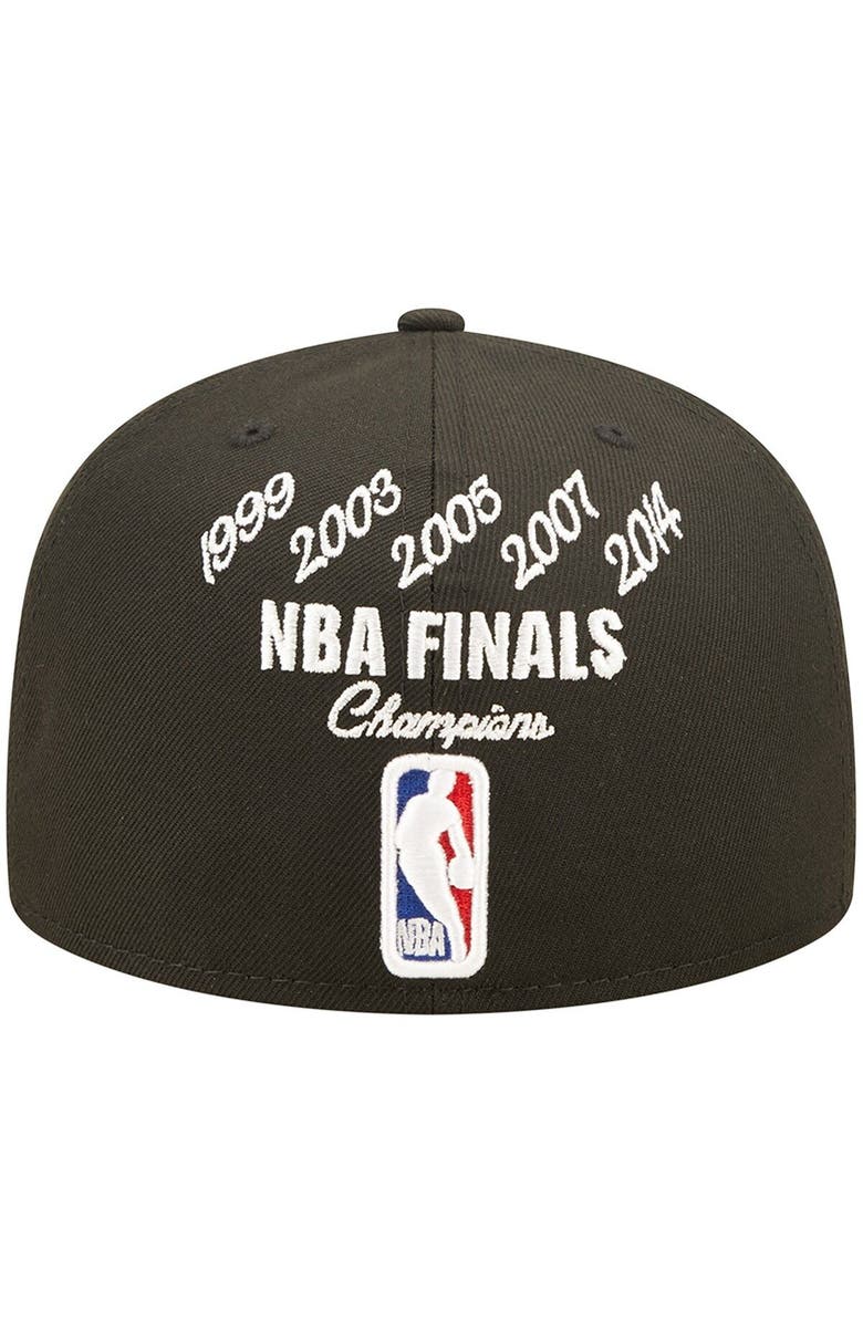 New Era Men's New Era Black San Antonio Spurs 5x NBA Finals Champions Crown 59FIFTY Fitted Hat, Alternate, color,