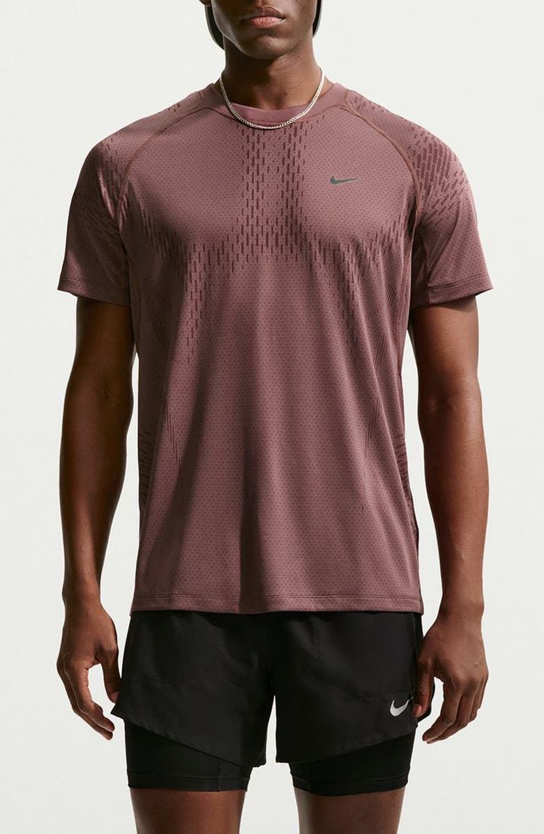 Nike Stride Dri-FIT ADV Short-Sleeve Running Top, Main, color, Tattoo/ Burgundy Crush