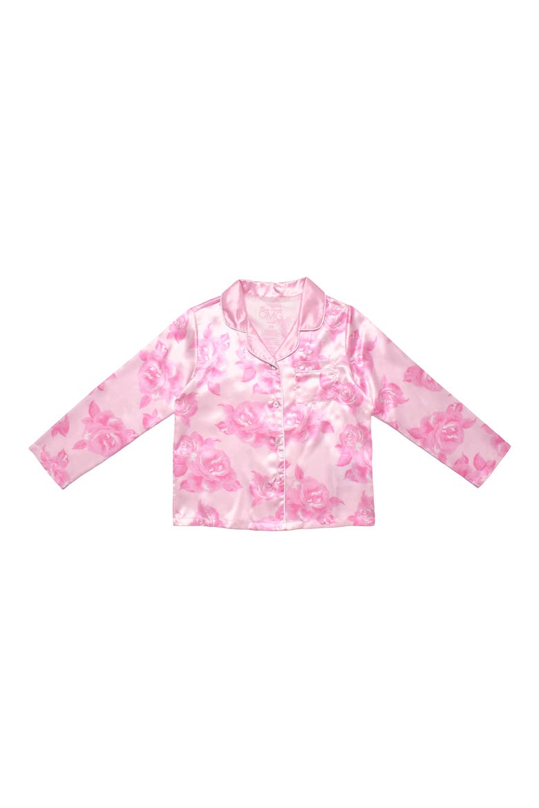 Kids' Rose Satin 3-Piece Pajama Set, Alternate, color, LOLLIPOP