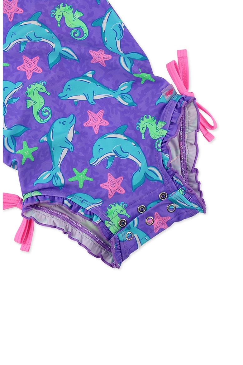 Kids' Fin Friends Long Sleeve One-Piece Rashguard Swimsuit, Alternate, color, PURPLE