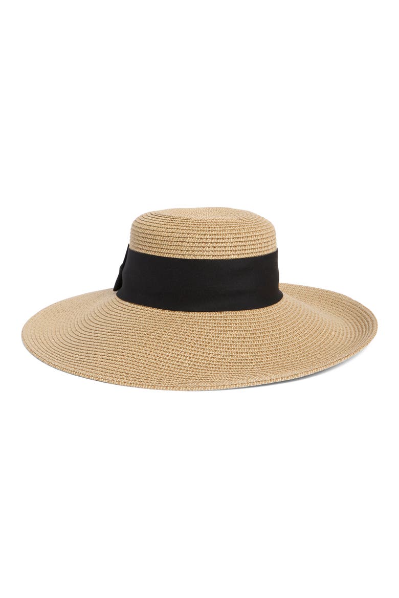 Floppy Bow Sun Hat, Main, color, NATURAL
