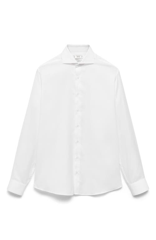 Mango Regular Fit Pinstripe Cotton Button-up Shirt In White