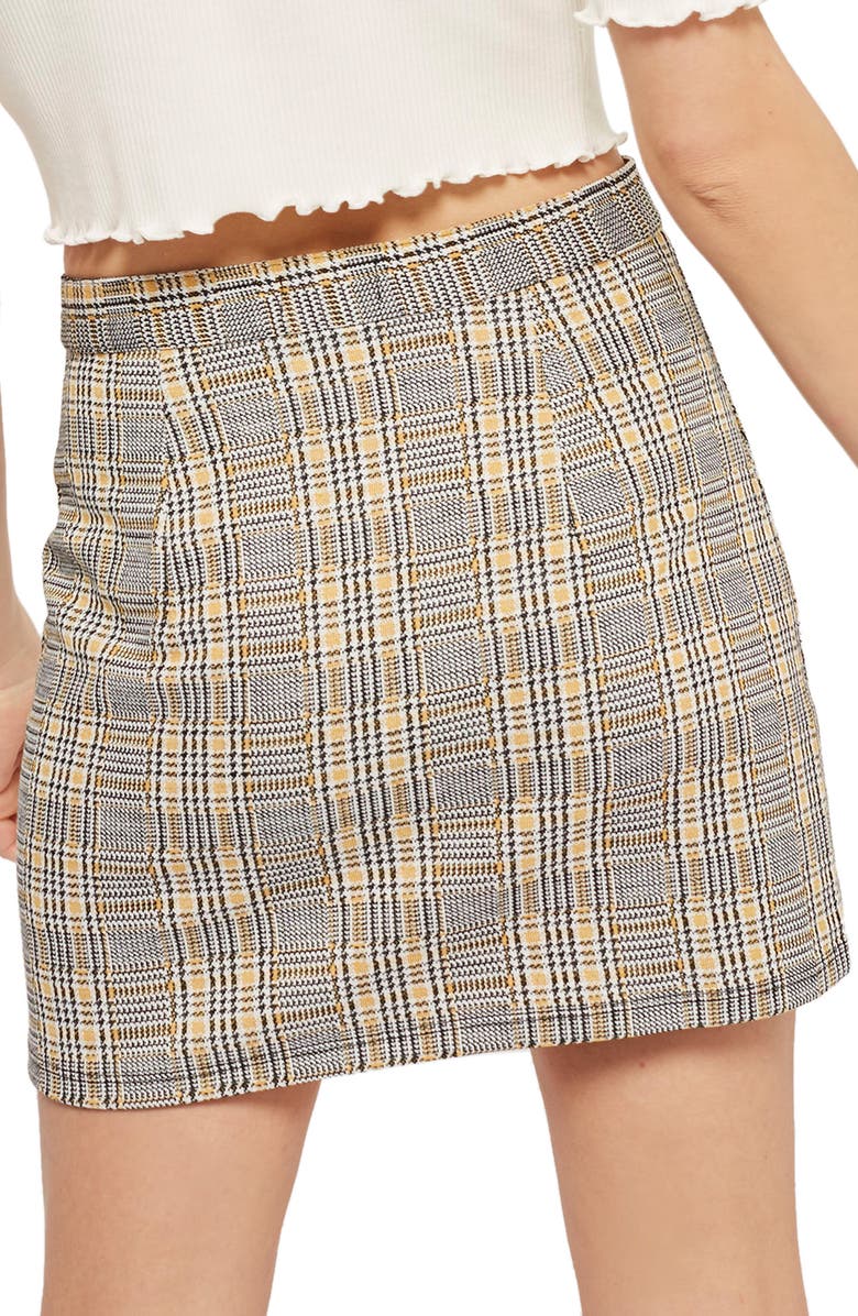 Topshop Zip Popper Plaid Miniskirt, Alternate, color,