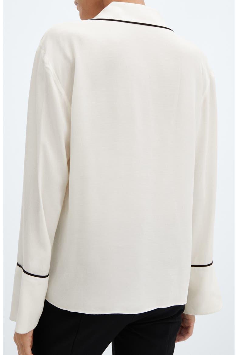 Piped Chiffon Button-Up Shirt, Alternate, color, ECRU