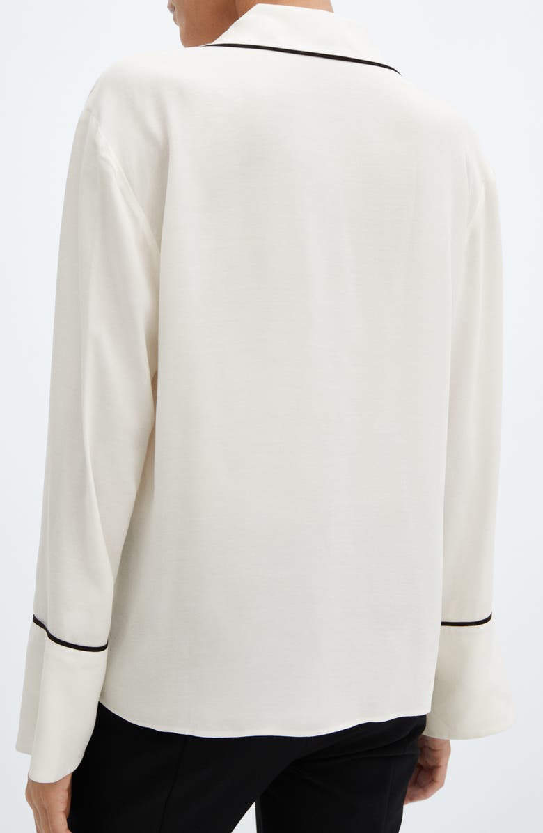 MANGO Piped Chiffon Button-Up Shirt, Alternate, color, 