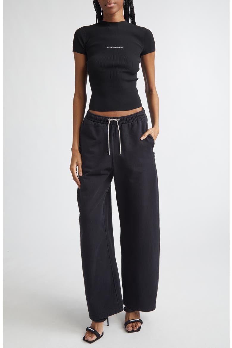 Jacquard Logo Rib Sweater, Alternate, color, BLACK