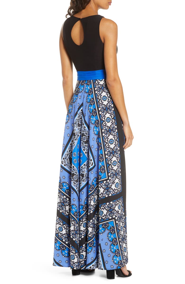 Eliza J Scarf Print Sleeveless Maxi Dress, Alternate, color,