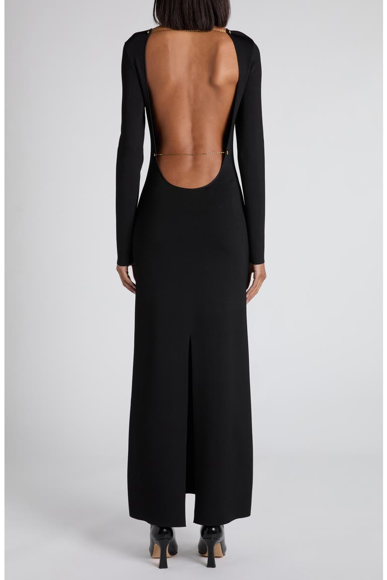 Open Back Long Sleeve Compact Jersey Dress, Alternate, color, 1000 BLACK