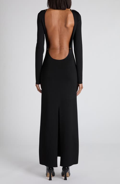 Bottega Veneta Open Back Long Sleeve Compact Jersey Dress In Black