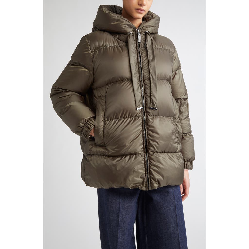 Max Mara The Cube Seia Hooded Down Jacket In Green
