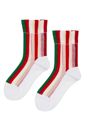 Hansel From Basel Festival Stripe Sheer Crew Socks
