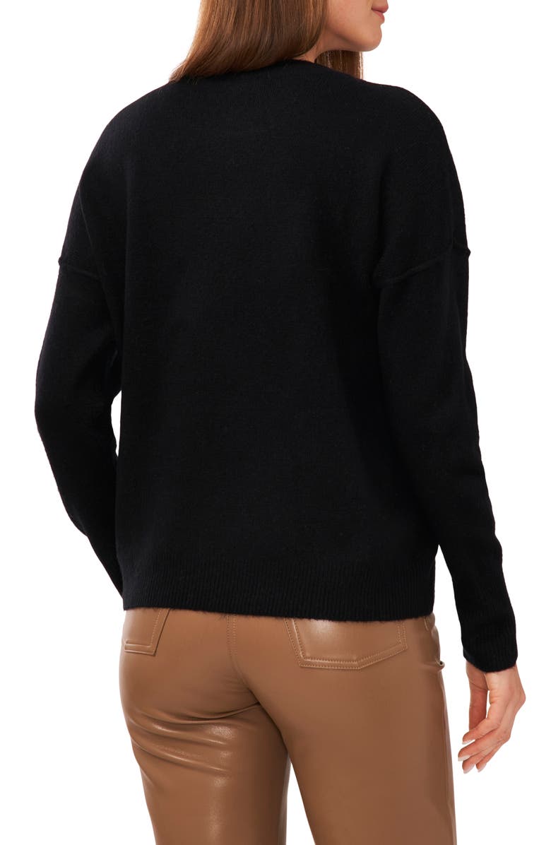 Vince Camuto Star Crewneck Sweater, Alternate, color, Rich Black