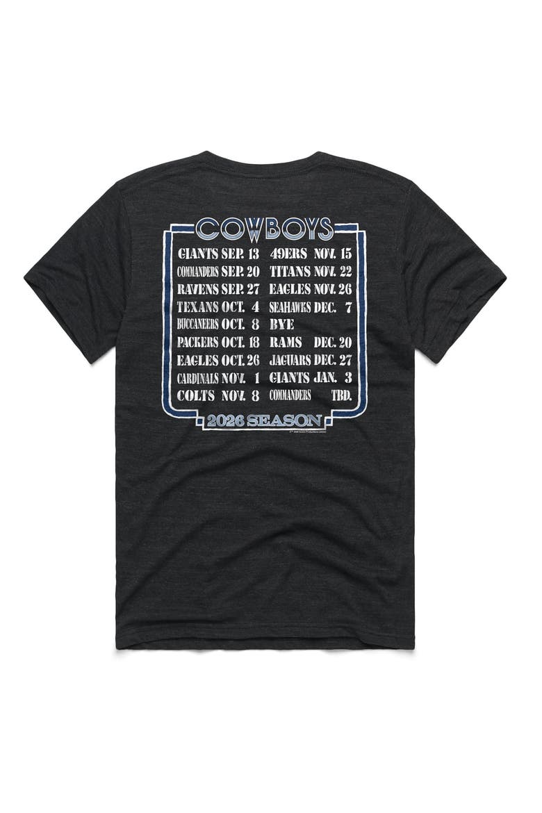 Unisex Homage Charcoal Dallas Cowboys 2026 NFL Schedule Queen Tri-Blend T-Shirt, Alternate, color, Charcoal