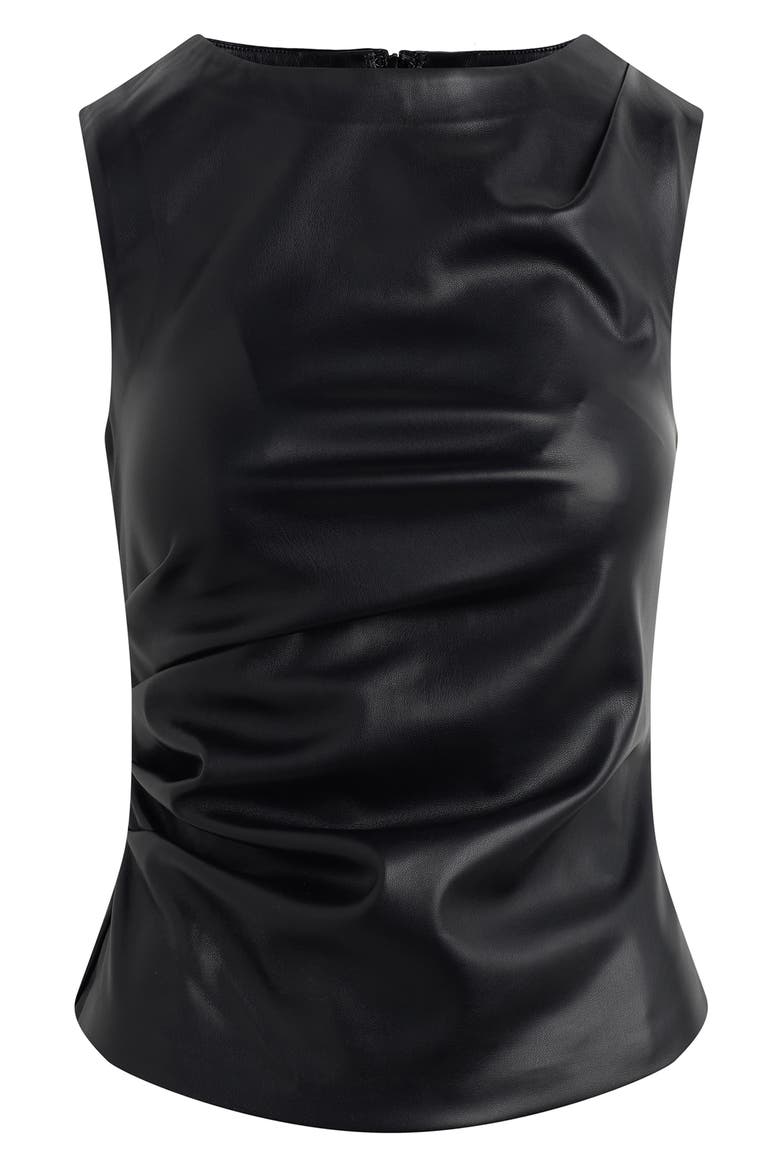 The Meg Faux Leather Sleeveless Top, Alternate, color, BLACK