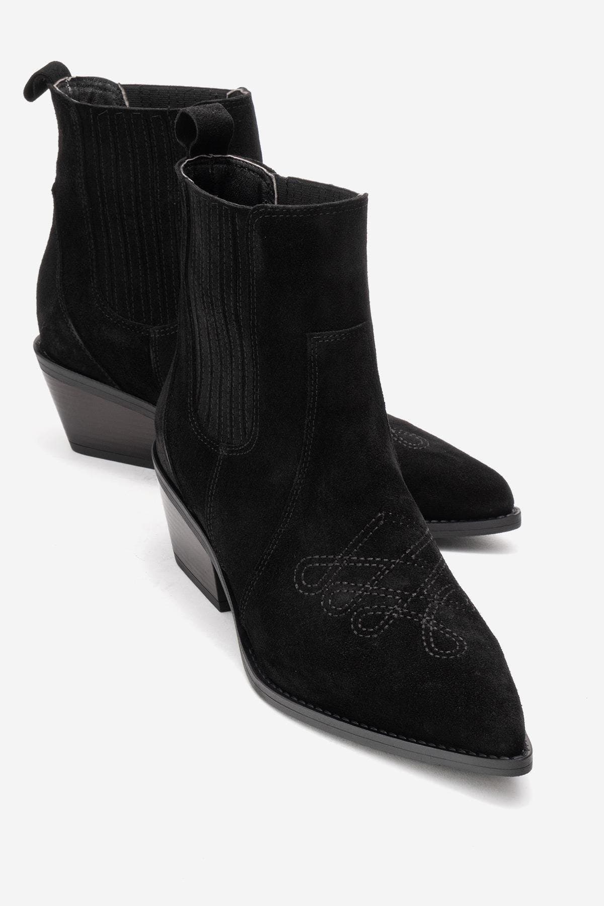Forever 
Always Shoes Julieta Leather Block Heel Western Boot, Main, color, Black Suede