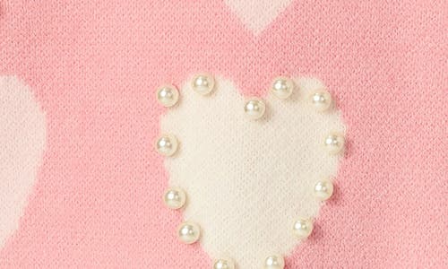 ENGLISH FACTORY ENGLISH FACTORY HEART FAUX PEARL EMBELLISHED CREWNECK SWEATER