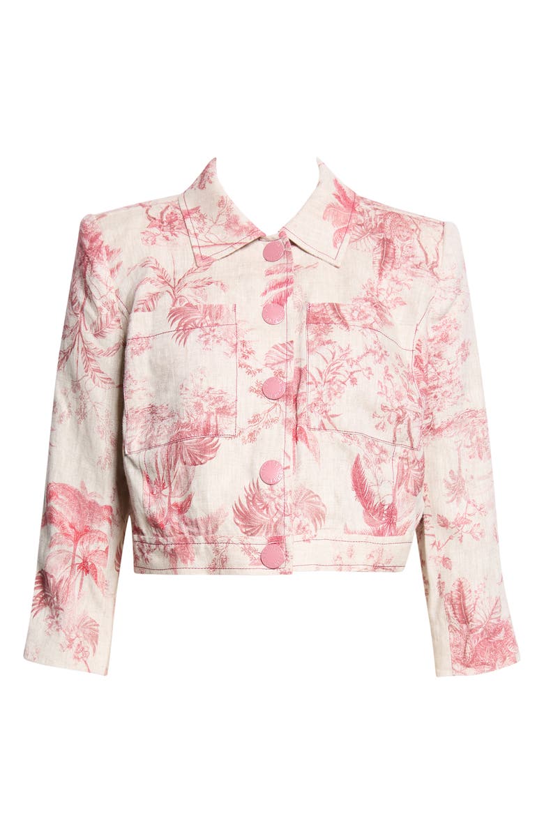L'AGENCE Eda Jungle Toile Linen Jacket, Alternate, color, Tan Mlti Textured Jungle Toile