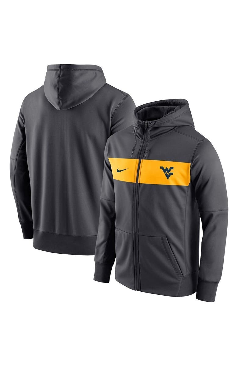 Nike Men's Nike Anthracite West Virginia Mountaineers Logo Performance Full-Zip Hoodie, Main, color, 