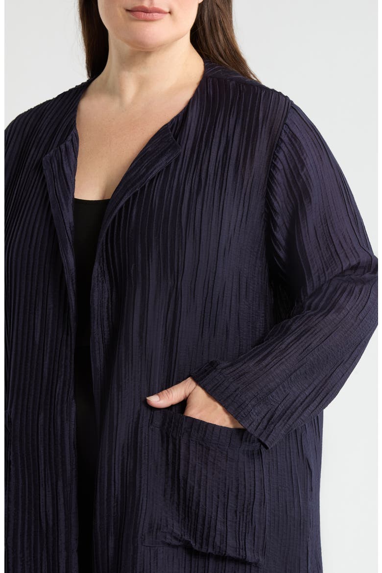 Micropleat Collarless Jacket, Alternate, color, INK