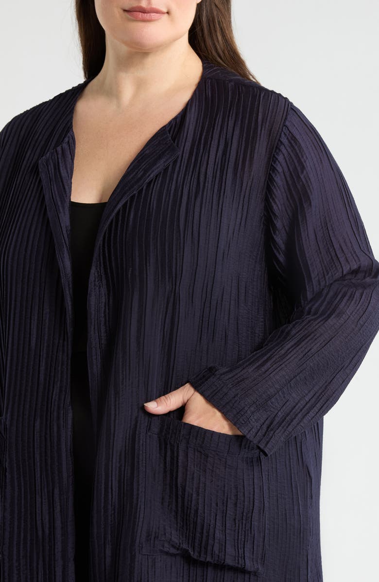 Eileen Fisher Micropleat Collarless Jacket, Alternate, color, Ink