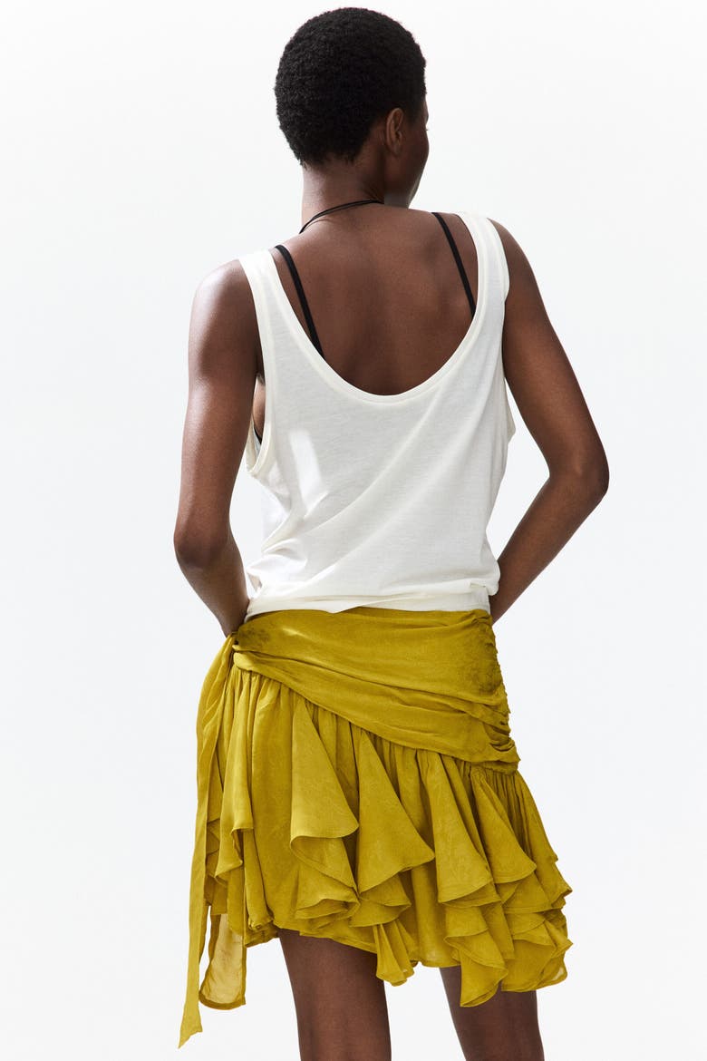 Asymmetric Viscose Mini Skirt, Alternate, color, Mustard yellow