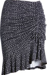 Loveappella Spot Print Ruched Knit Miniskirt