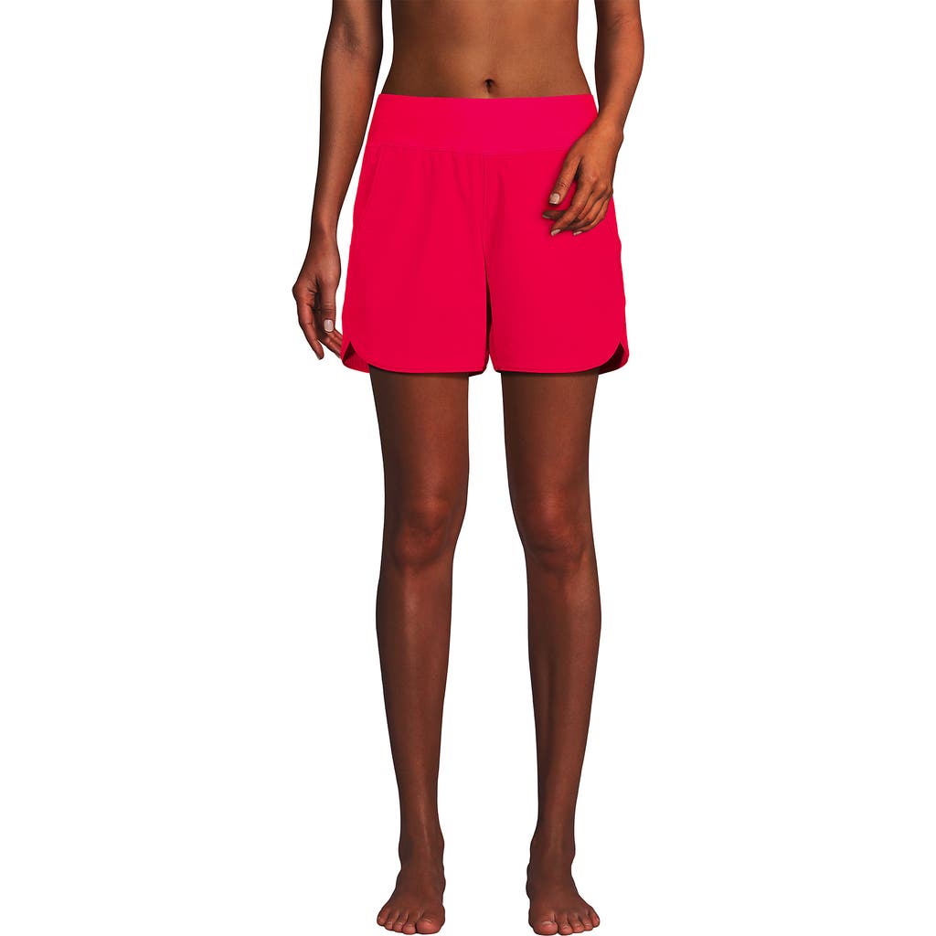 LANDS' END LANDS' END 5" QUICK DRY ELASTIC WAIST BOARD SHORTS SWIM COVER-UP SHORTS WITH PANTY