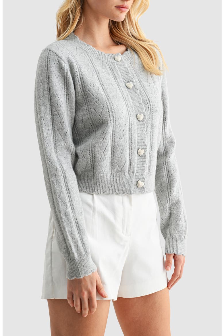 Heart Button Pointelle Cardigan, Alternate, color, LIGHT GREY