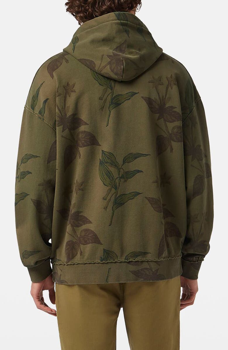 Scotch & Soda Over Dye Allover Loose Fit French Terry Hoodie, Alternate, color, Leaves