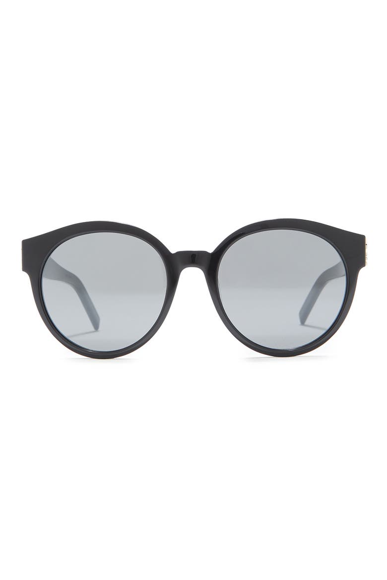 54mm Round Sunglasses, Main, color, SHINY BLACK