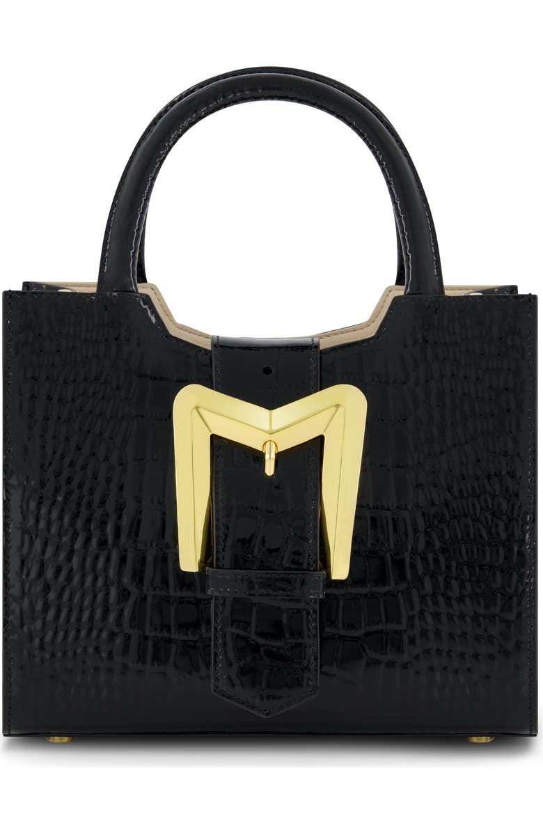 Mac Duggal Crocodile Embossed Leather Gold Buckle Tote Bag, Main, color,