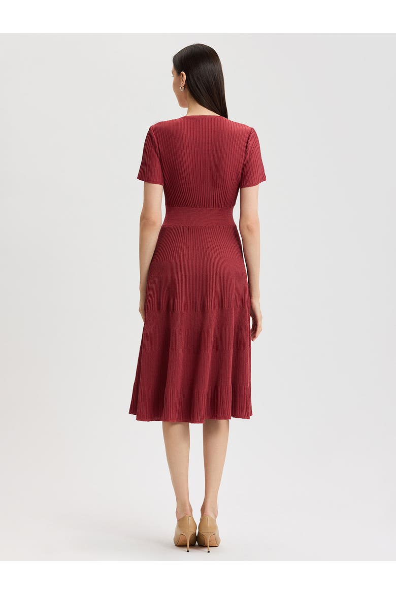 Fit & Flare Tonal Ribbed Soft Knit Midi Dress, Alternate, color, Russet