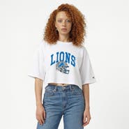 Champion Women's Champion White Detroit Lions Boyfriend Cropped T-Shirt