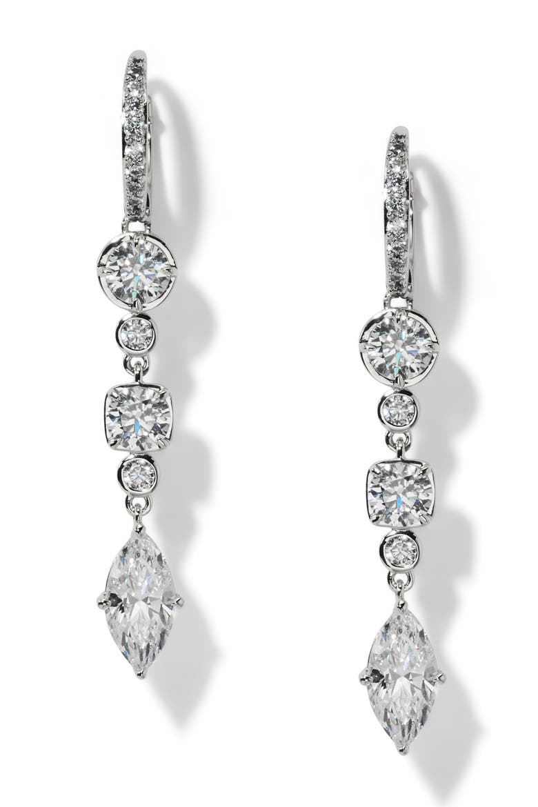 Delancey Linear Drop Earrings, Main, color, RHODIUM