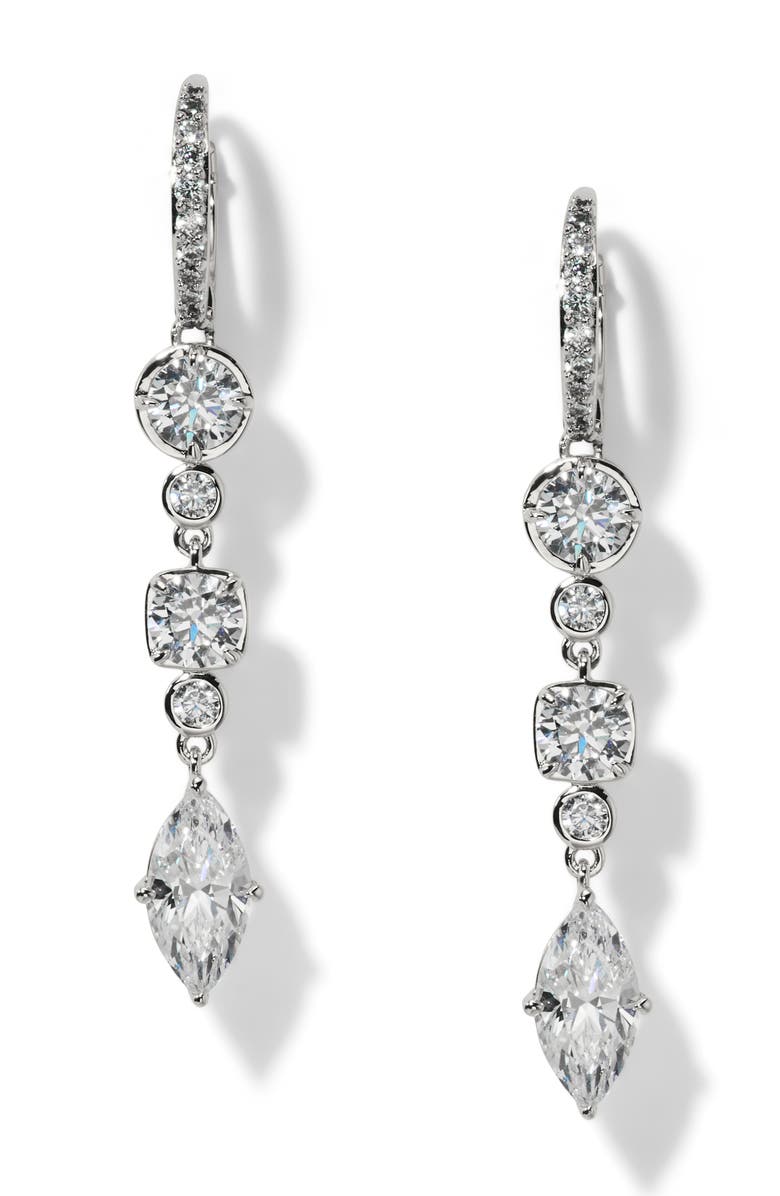 Nadri Delancey Linear Drop Earrings, Main, color, Rhodium